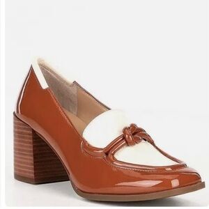 ANTONIO MELANI Tan and Cream Heeled Loafers